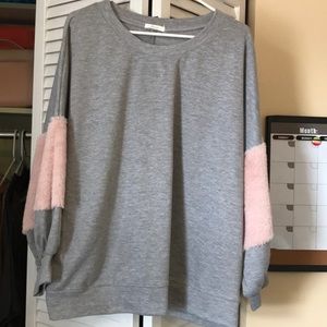 Gray and pink sweatshirt